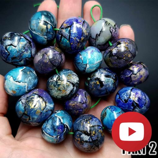 Acrylic pouring veneers beads. Watercolor technique, #2 #26076