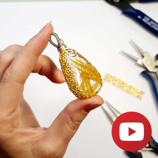 Wrapped Pendant with Faux Rutilated Quartz #25807