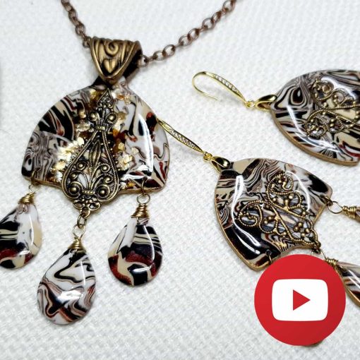 Unique jewelry with using faux woodgrain cane #25976