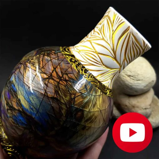 Make & decorate vase with labradorite stone veneer #26994