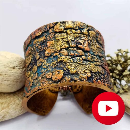 Polymer clay bracelet with tree bark texture #26613