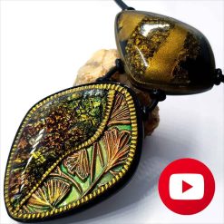 Unusual pendant with polymer clay beads #26608