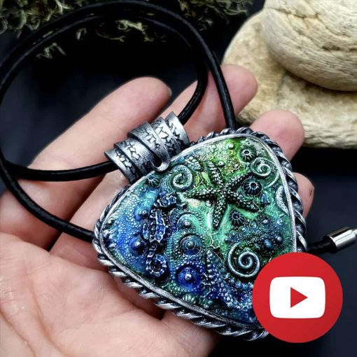 How to decorate and finish a blue cabochon in frame #26261