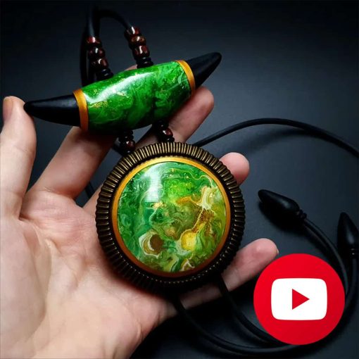 Long pendant with acrylic pouring veneers #26638