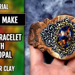 Faux metal bracelet with faux opal stone