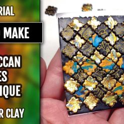 Colorful Tiles Veneer with polymer clay, paints & foils
